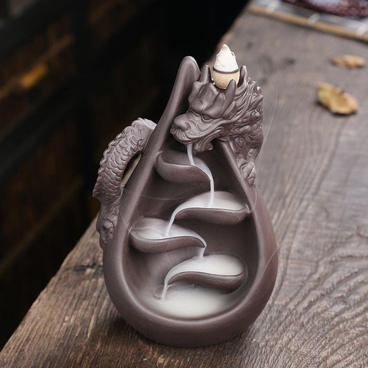 Dragon Cascading Ceramic Backflow Incense Burner