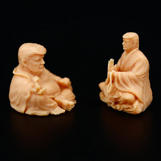 Trump Meditating Buddha 1/64 Scale Resin Statue, Unpainted Maitreya Miniature