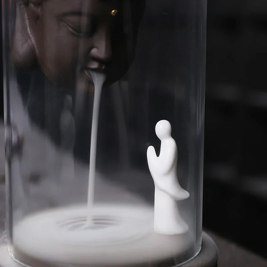 Enlightened Buddha Backflow Incense Burner | Ceramic & Glass