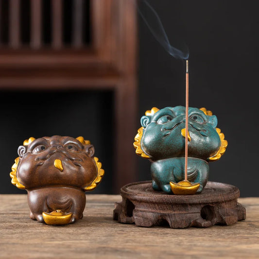 Ceramic Kiln Sleeping Dragon Incense Burner