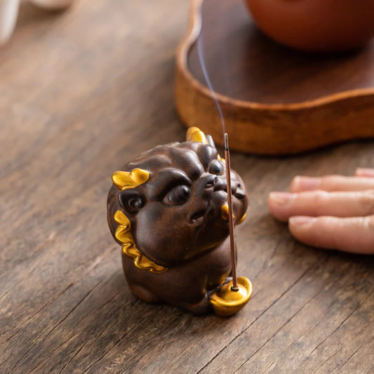 Ceramic Kiln Sleeping Dragon Incense Burner