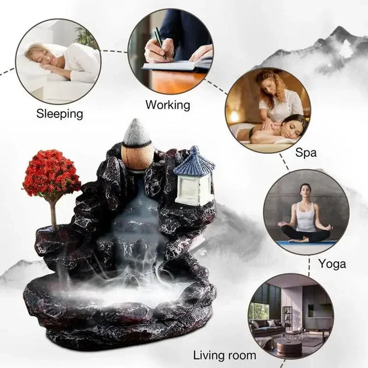 Waterfall Backflow Incense For Home And Office Decoration With Incense Cones