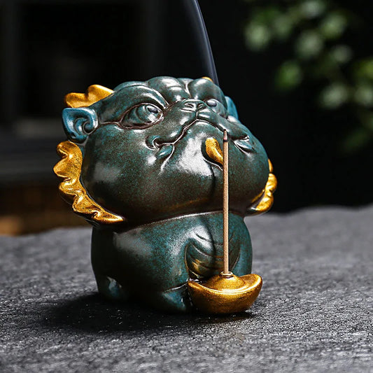 Ceramic Kiln Sleeping Dragon Incense Burner